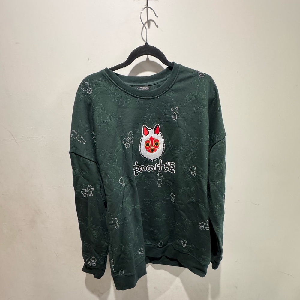 Studio Ghibli Princess Mononoke San's Mask Kodama Embroidered Crewneck (XL) - Picture 2 of 6